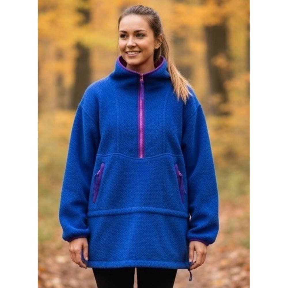 Eastern Mountain Sports Fleece 1/4 Zip Jacket Women's Large Blue Hiking Gorp USA